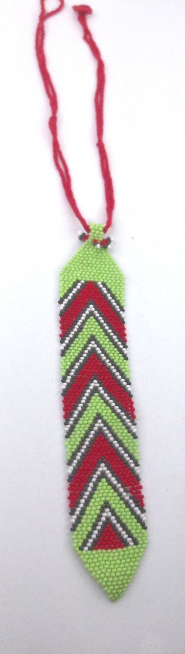 Vintage Native American Style Bead Chevron Fringe Necklace Boho Geometric